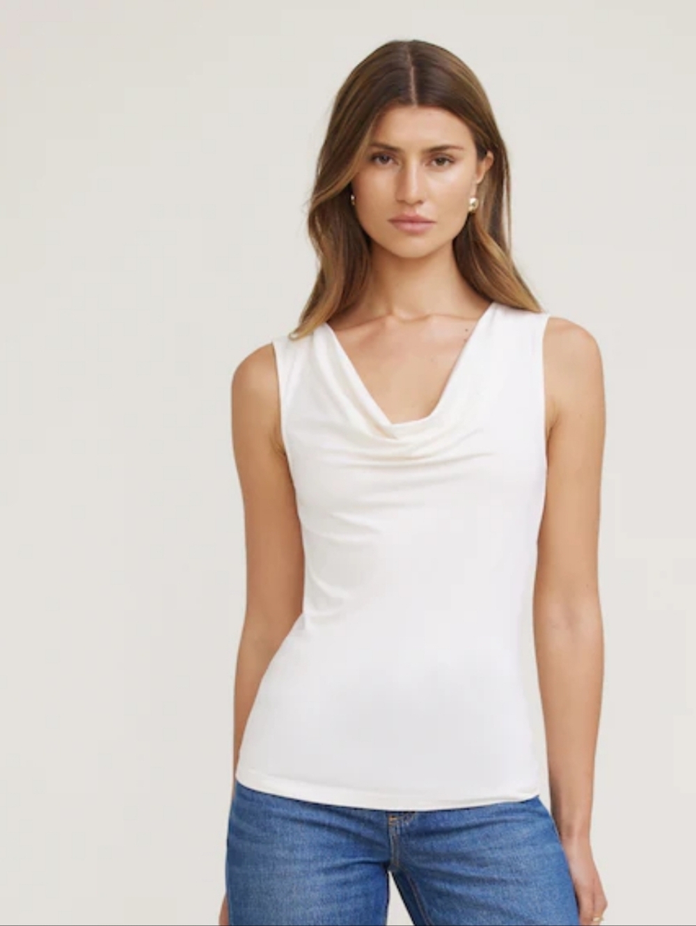 Dynamite Cream Cowl-Neck Sleeveless Camisole